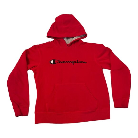 Champion Womens Pullover Hoodie Red Size L Embroidered Logo - Picture 1 of 7